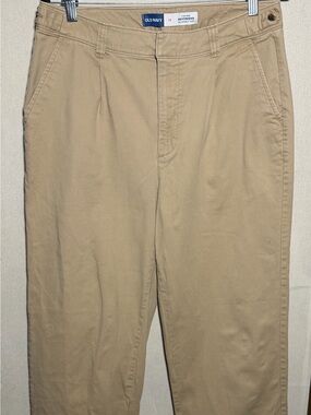 Old Navy High-Rise Boyfriend Chino Pants Women’s Size 12 Khaki Adjustable Waist
